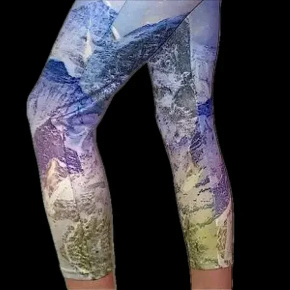 WORKOUT cropped galaxy legging sz. L-XL leggings sexy fit bodycon universe purp - Picture 6 of 7